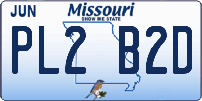 MO license plate PL2B2D