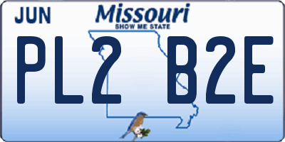 MO license plate PL2B2E