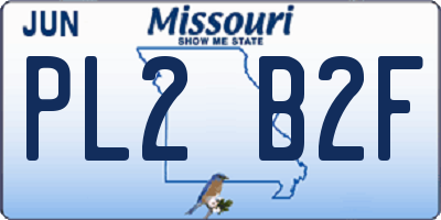 MO license plate PL2B2F