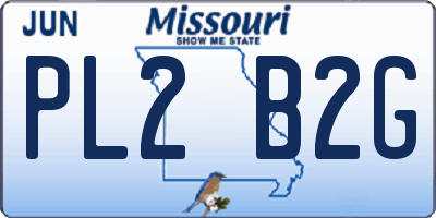 MO license plate PL2B2G