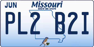 MO license plate PL2B2I