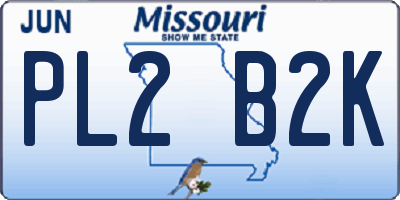MO license plate PL2B2K