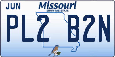 MO license plate PL2B2N