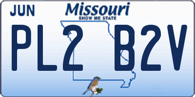 MO license plate PL2B2V