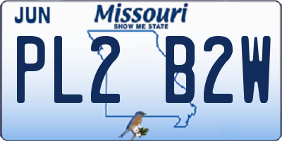 MO license plate PL2B2W