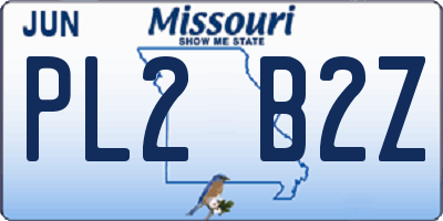 MO license plate PL2B2Z