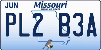 MO license plate PL2B3A