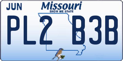 MO license plate PL2B3B