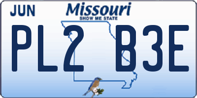 MO license plate PL2B3E