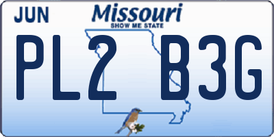 MO license plate PL2B3G