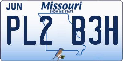 MO license plate PL2B3H