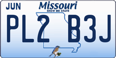 MO license plate PL2B3J