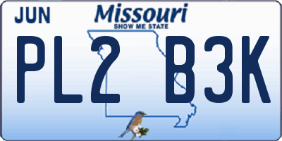 MO license plate PL2B3K