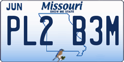 MO license plate PL2B3M