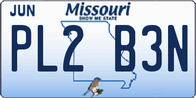 MO license plate PL2B3N