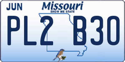 MO license plate PL2B3O