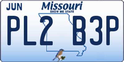 MO license plate PL2B3P