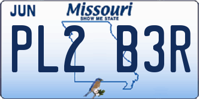 MO license plate PL2B3R