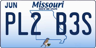 MO license plate PL2B3S