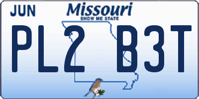 MO license plate PL2B3T