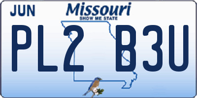 MO license plate PL2B3U