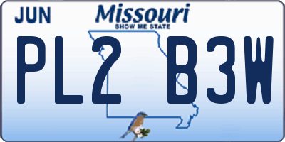 MO license plate PL2B3W