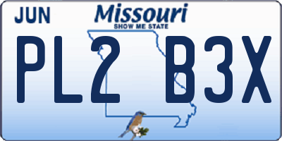 MO license plate PL2B3X