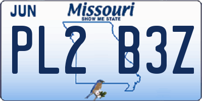 MO license plate PL2B3Z