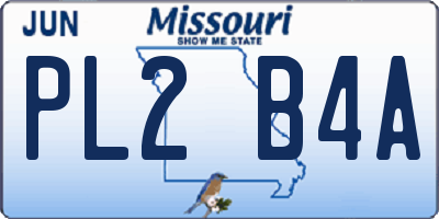 MO license plate PL2B4A