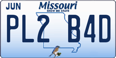 MO license plate PL2B4D