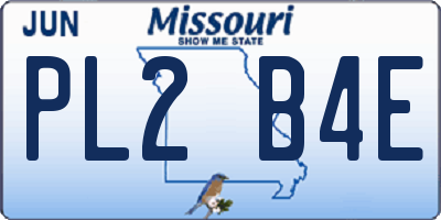 MO license plate PL2B4E