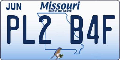 MO license plate PL2B4F