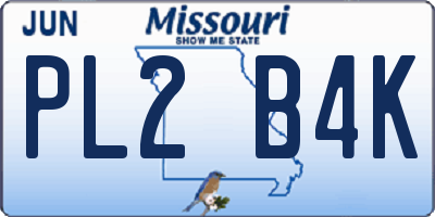 MO license plate PL2B4K