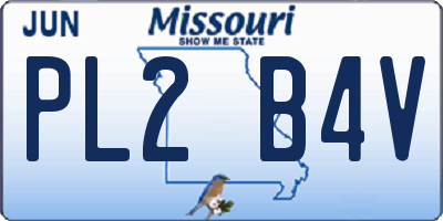 MO license plate PL2B4V
