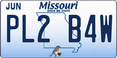 MO license plate PL2B4W