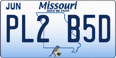 MO license plate PL2B5D