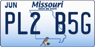 MO license plate PL2B5G