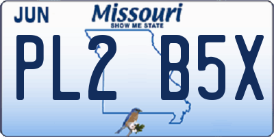 MO license plate PL2B5X