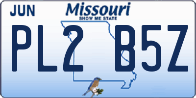 MO license plate PL2B5Z