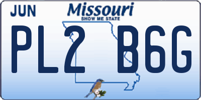 MO license plate PL2B6G