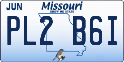 MO license plate PL2B6I