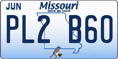 MO license plate PL2B6O