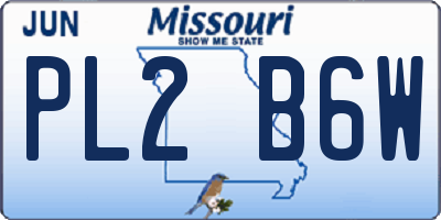 MO license plate PL2B6W