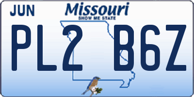 MO license plate PL2B6Z