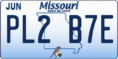 MO license plate PL2B7E