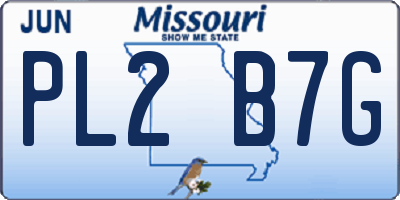 MO license plate PL2B7G