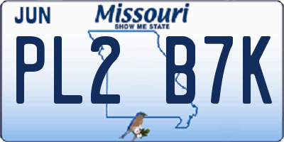 MO license plate PL2B7K