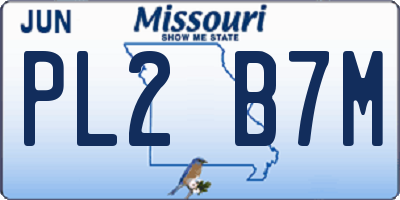 MO license plate PL2B7M