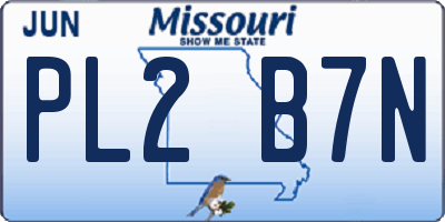 MO license plate PL2B7N