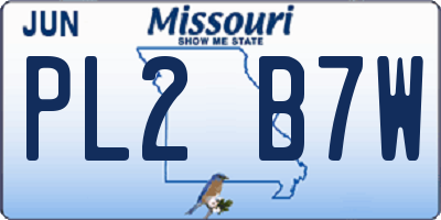 MO license plate PL2B7W